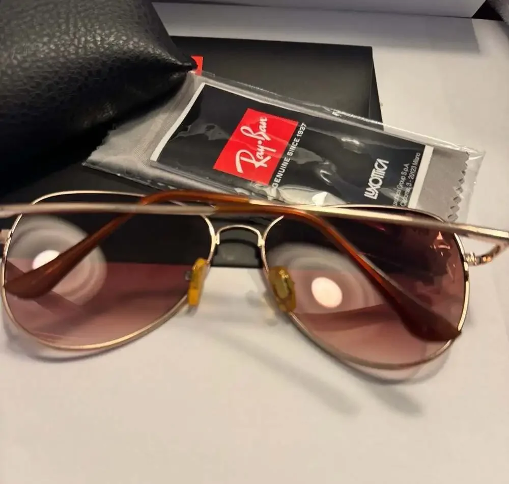 Ray-Ban RB3025 Aviator Metal Sunglasses Rose Gold Gradient Frames Only